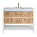 Olena 48" Single Vanity, Light Mappa Burl and Polished White w/ 3 CM White Zeus Silestone Top