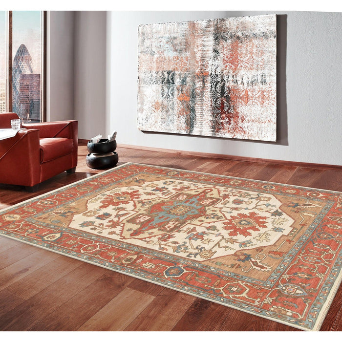 Pasargad Home Serapi Collection Hand-Knotted Wool Area Rug, 7' 9" X 10' 0", Ivory PH-04 8x10