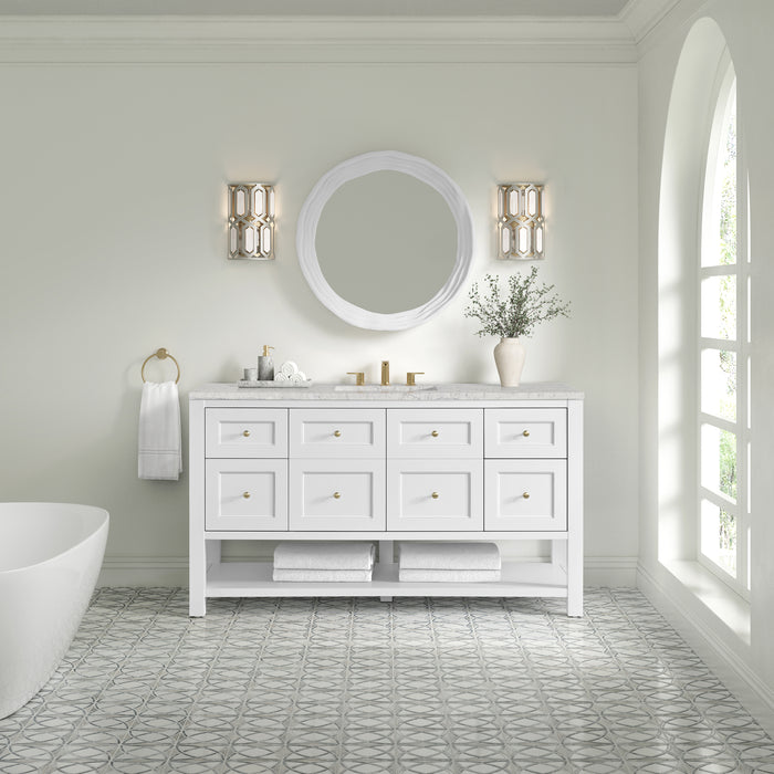 Breckenridge 60" Single Vanity, Serenity Blue, w/ 3 CM Victorian Silver Silestone Top w/ FreePower Wireless Charger