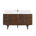 Amberly 60" Single Vanity, Mid-Century Walnut, w/ 3 CM Siberian Silestone Top w/FreePower Wireless Charger