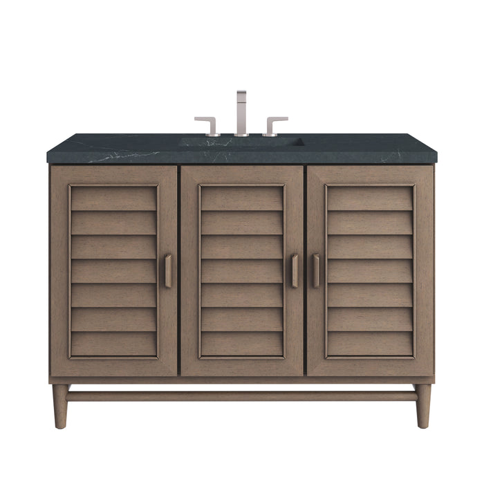 Portland 48" Single Vanity Whitewashed Walnut w/ 3 CM Charcoal Soapstone Silestone Top