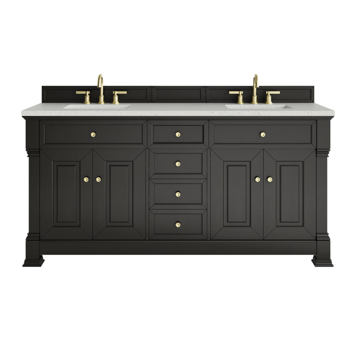 Brookfield 72" Double Vanity, Black Onyx w/ 3 CM Lime Delight Silestone Top