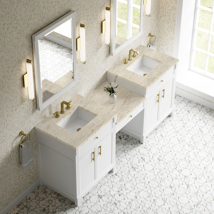 James Martin Vanities Bellshire 84" Dual Vanity Set with 24" Make-Up Counter