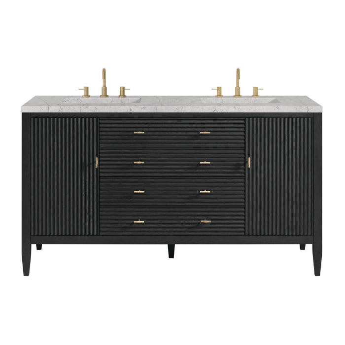 Myrrin 60" Double Vanity, Bright White, w/ 3 CM Tajnar Eclos Top w/FreePower Wireless Charger