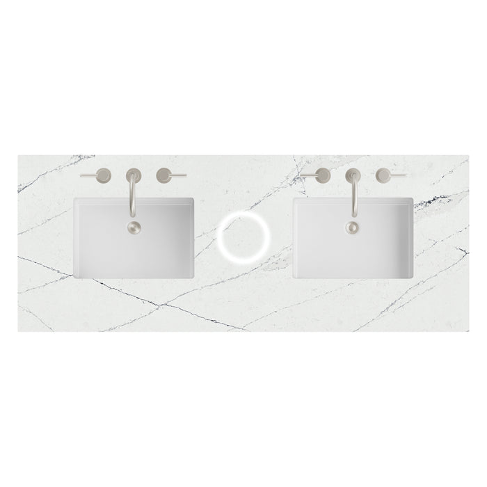 60" Double Top, 3 CM Ethereal Noctis Silestone w/ Sink & FreePower Wireless Charger