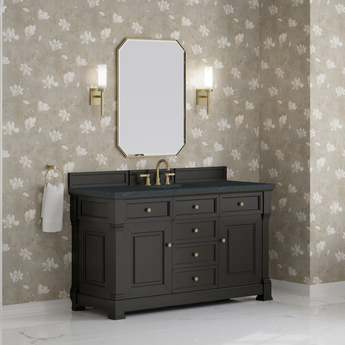 Brookfield 60" Single Vanity, Pecan, w/ 3 CM Siberian Silestone Top
