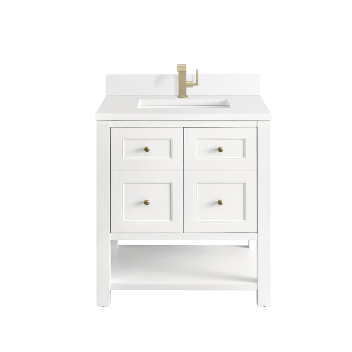 Breckenridge 30" Single Vanity, Bright White w/ Single Hole 3 CM White Zeus Top & Backsplash