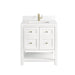 Breckenridge 30" Single Vanity, Bright White w/ Single Hole 3 CM White Zeus Top & Backsplash