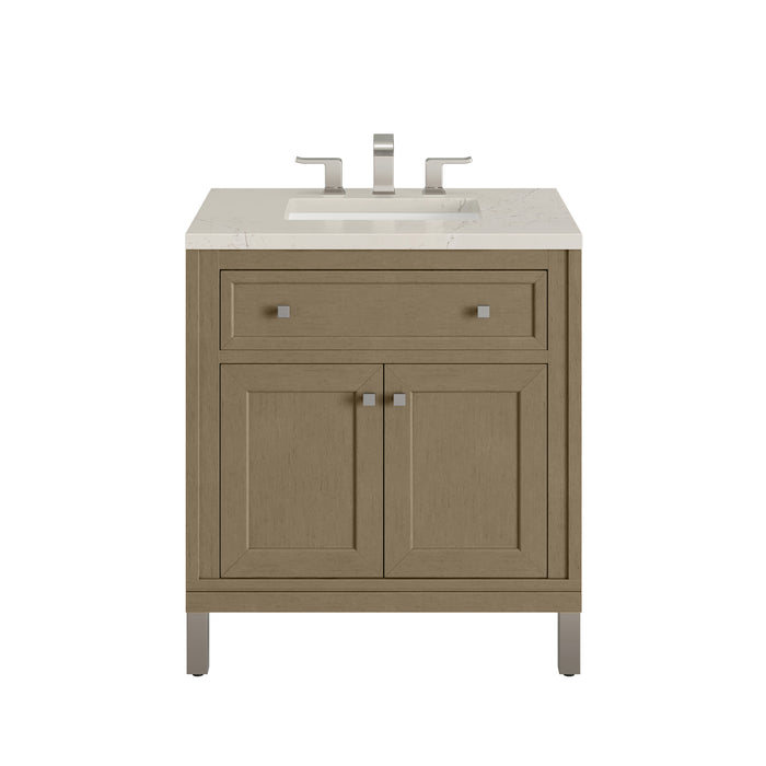 Chicago 30" Single Vanity, Walnut Whisper, w/ 3 CM Siberian Silestone Top