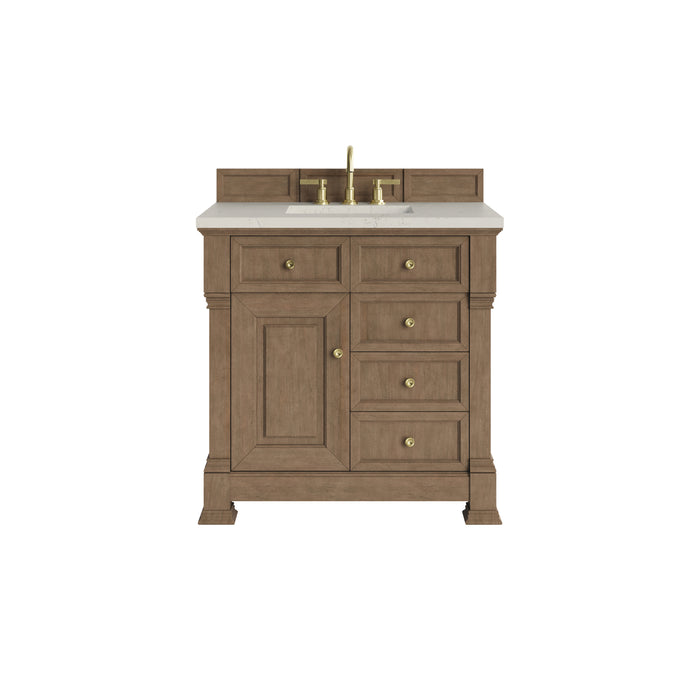 Brookfield 36" Single Vanity, Pecan, w/ 3 CM Siberian Silestone Top