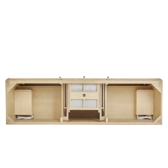 Gracyn 72" Double Vanity, Sable, w/ 3 CM Victorian Silver Silestone Top w/ FreePower Wireless Charger
