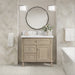 James Martin Lorelai 36" Single Bathroom Vanity in Whitewashed Oak, shown in a bathroom setting