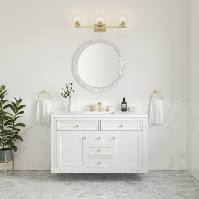 Chicago 48" Single Vanity, Walnut Whisper, w/ 3 CM Ethereal Noctis Silestone® Top w/FreePower Wireless Charger