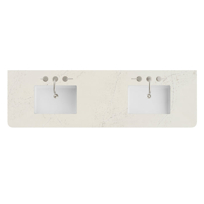 72" Double Radius Cut Top, Widespread 3CM Siberian Silestone w/ Sink