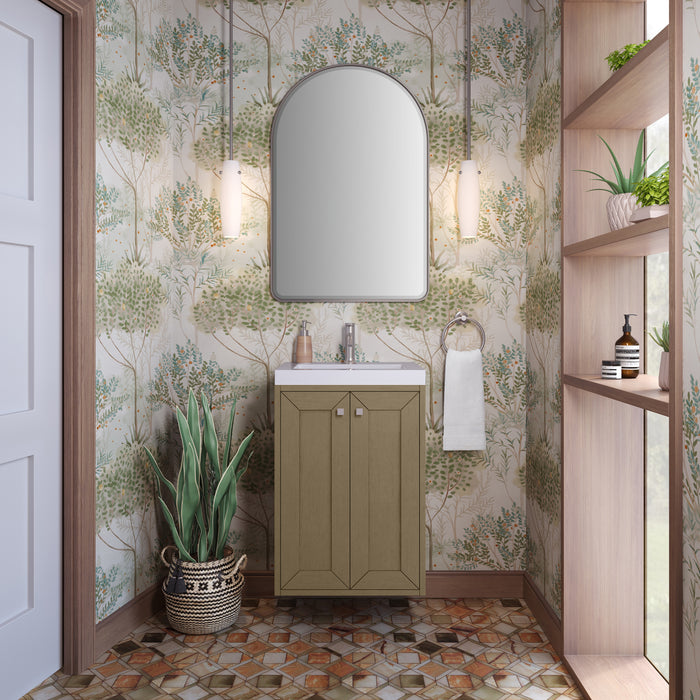 James Martin Chianti 20" Single Bathroom Vanity in Walnut Whisper, shown in a bathroom setting