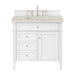 Brittany 36" Single Vanity in Bright White, w/ 3 CM Siberian Silestone Top