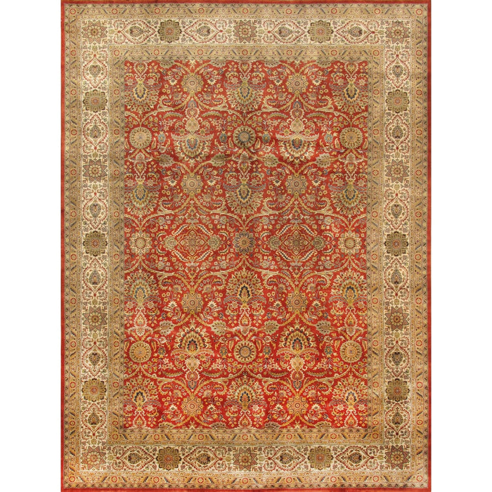Pasargad Home Baku Collection Hand-Knotted Lamb's Wool Area Rug- 9' 2" X 12' 0" P-701 RUST 9X12