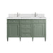 Brittany 60" Double Vanity, Saddle Brown w/ 3 CM Eternal Jasmine Pearl Silestone Top w/FreePower Wireless Charger