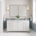 James Martin Chicago 60" Double Bathroom Vanity in Glossy White, shown in a bathroom setting