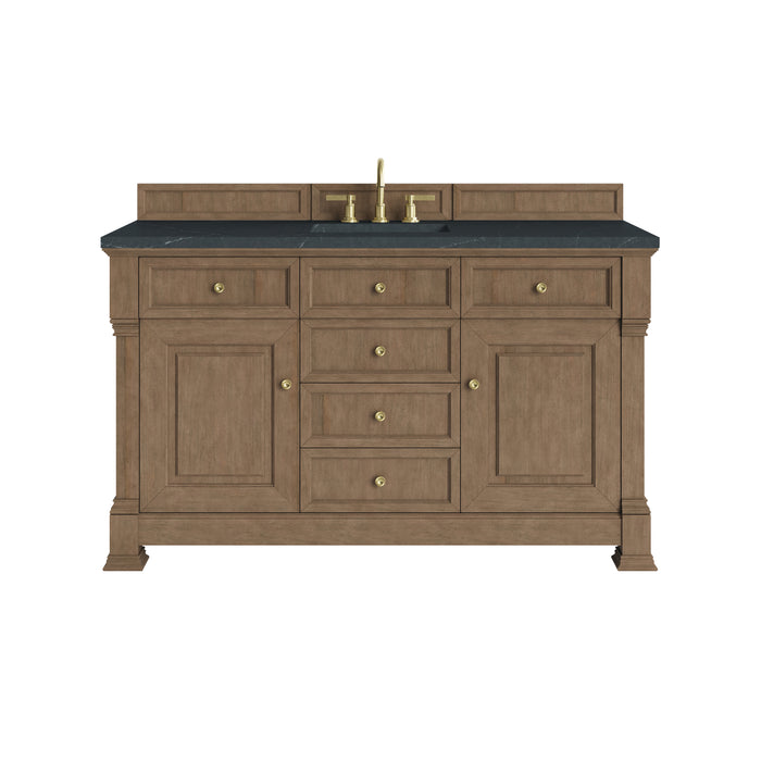 Brookfield 60" Single Vanity, Honey Oak, w/ 3 CM Tajnar Eclos Top