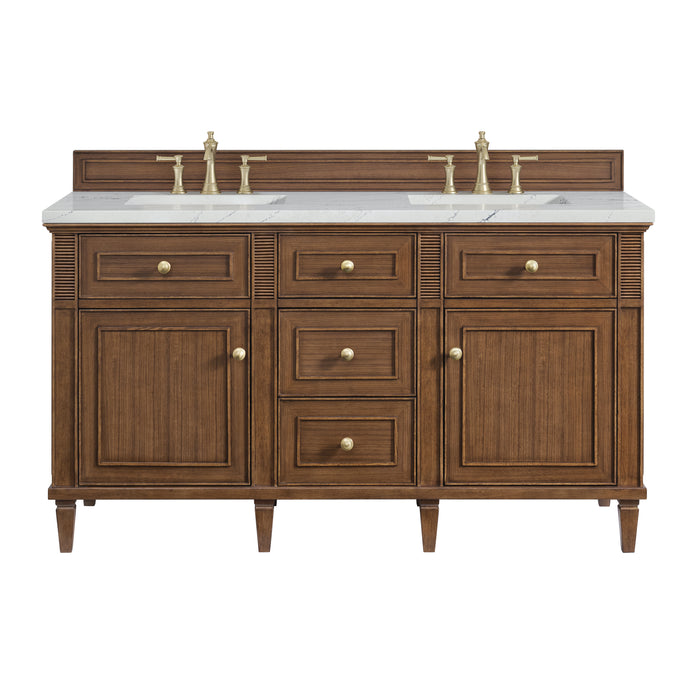 Lorelai 60" Double Vanity, Light Natural Oak, w/ 3 CM Siberian Silestone Top