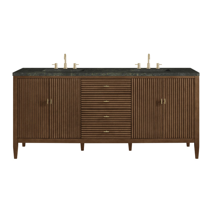 Myrrin 72" Vanity, Carbon Oak, w/ 3 CM Siberian Silestone Top w/FreePower Wireless Charger