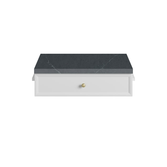 Bellshire 24" Drawer Unit, Bright White w/ 3 CM Charcoal Soapstone Silestone Top