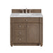 Bristol 36" Single Vanity, Whitewashed Walnut w/ 3 CM Carrara Marble Top