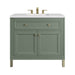 Chicago 36" Single Vanity, Smokey Celadon, w/ 3 CM White Zeus Silestone® Top