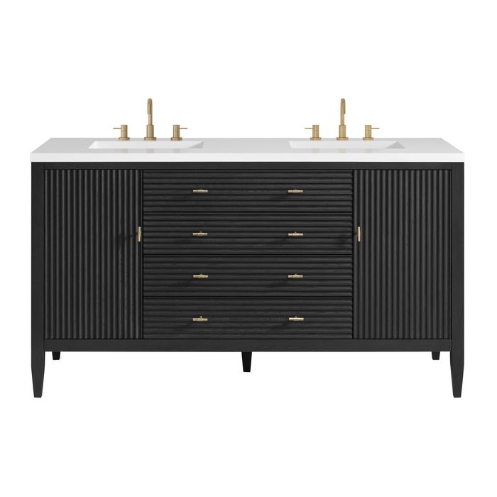 Myrrin 60" Double Vanity, Bright White w/ 3 CM Eternal Jasmine Pearl Silestone Top w/FreePower Wireless Charger