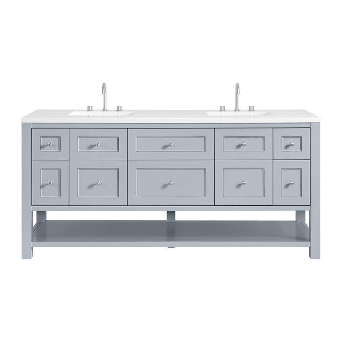 Breckenridge 72" Double Vanity, Smokey Celadon w/ 3 CM White Zeus Top