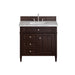 Brittany 36" Single Vanity, Burnished Mahogany w/ 3 CM Carrara Marble Top