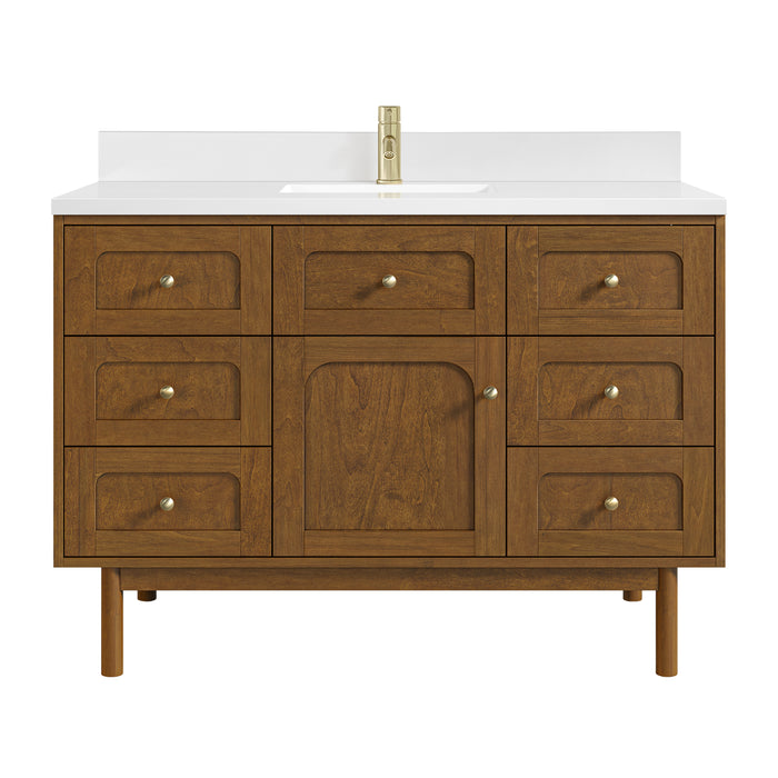 Laurent 48" Single Vanity, Light Natural Oak w/ 3 CM Victorian Silver Top