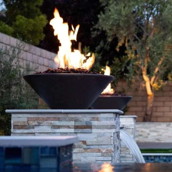 The Outdoor Plus 48" Cazo GFRC Fire Bowl Match Lit with Flame Sense | Natural Gas