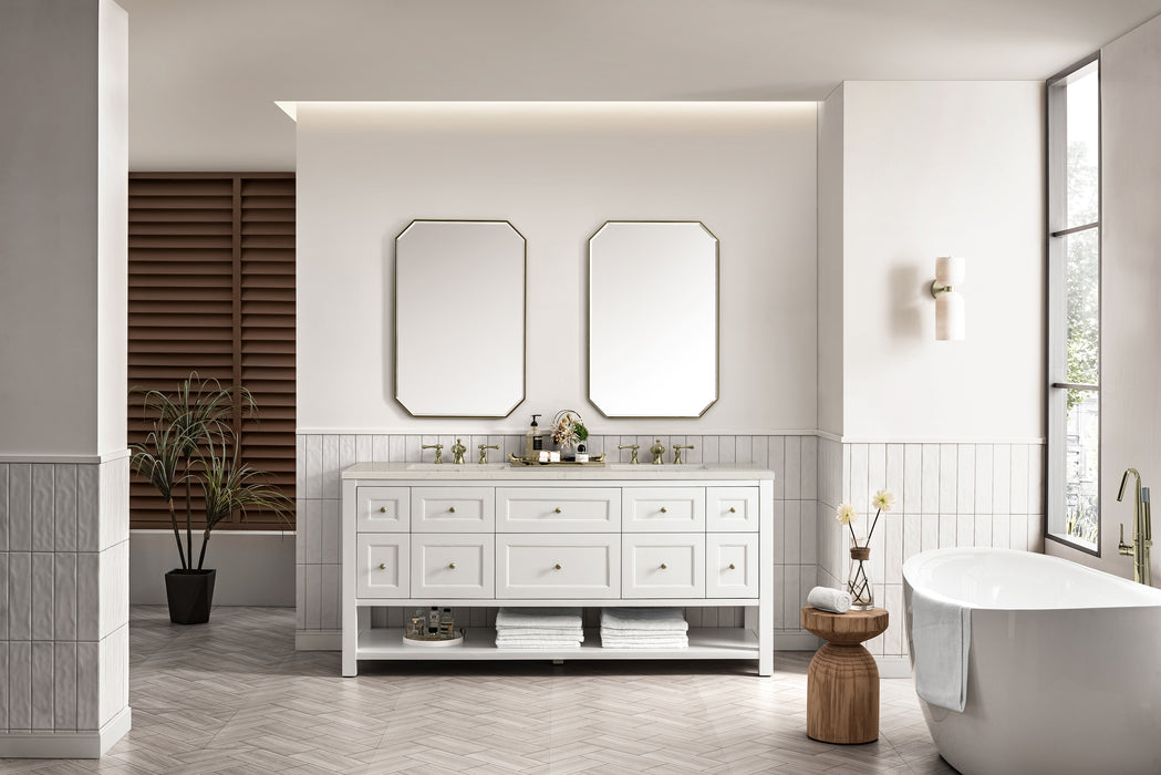 Breckenridge 72" Double Vanity, Whitewashed Oak w/ 3 CM Parisien Bleu Silestone Top
