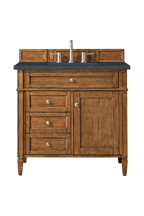 Brittany 36" Single Vanity, Saddle Brown w/ 3 CM Charcoal Soapstone Silestone Top