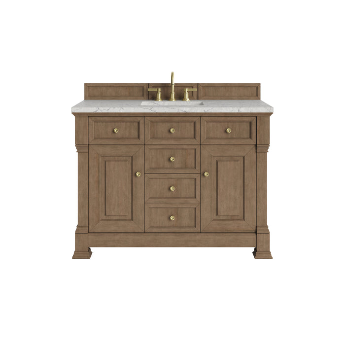 Brookfield 48" Single Vanity, Honey Oak w/ 3 CM Victorian Silver Silestone Top