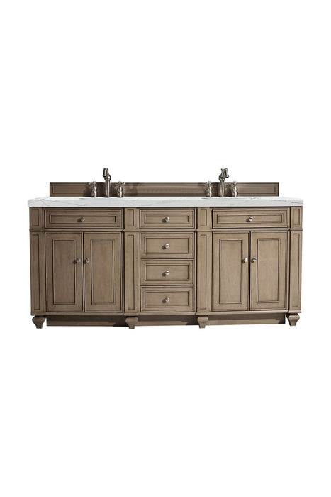 Bristol 72" Double Vanity, Whitewashed Walnut, w/ 3 CM Tajnar Eclos Top