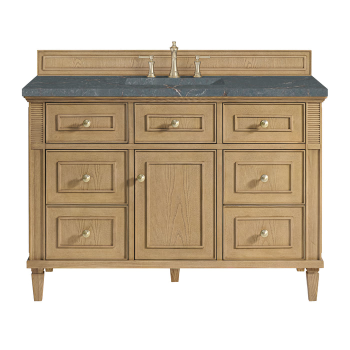 Lorelai 48" Single Vanity, Bright White w/ 3 CM Eternal Jasmine Pearl Silestone Top w/FreePower Wireless Charger