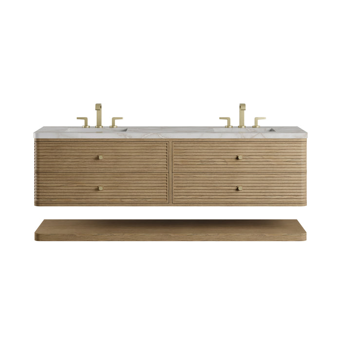 Allamari 72" Double Vanity, Dune Mist w/ 3 CM Victorian Silver Top w/FreePower Wireless Charger