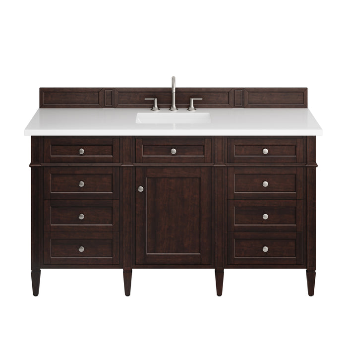 Brittany 60" Single Vanity, Burnished Mahogany, w/ 3 CM Tajnar Eclos Top