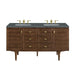 Amberly 60" Double Vanity, Mid-Century Walnut w/ 3 CM Parisien Bleu Top