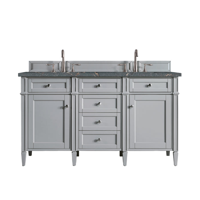 Brittany 60" Double Vanity, Urban Gray w/ 3 CM Lime Delight Silestone Top