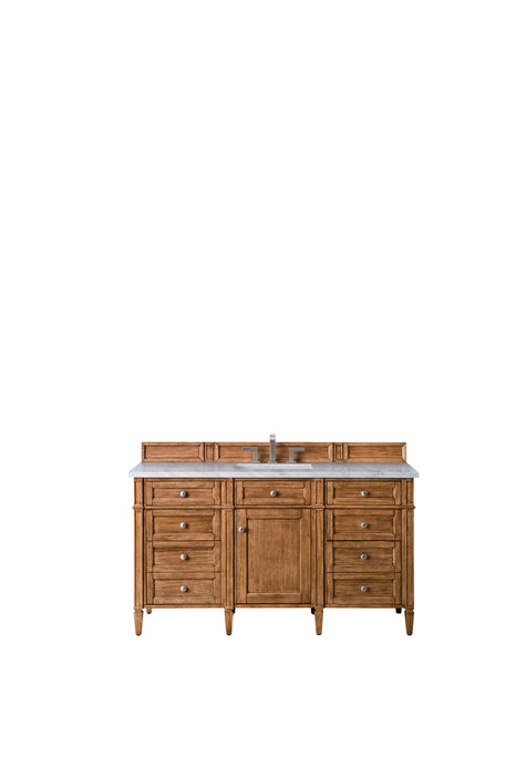 Brittany 60" Single Vanity, Saddle Brown, w/ 3 CM Phantome Eclos Top