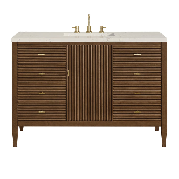 Myrrin 48" Single Vanity, Carbon Oak, w/ 3 CM Tajnar Eclos Top w/FreePower Wireless Charger