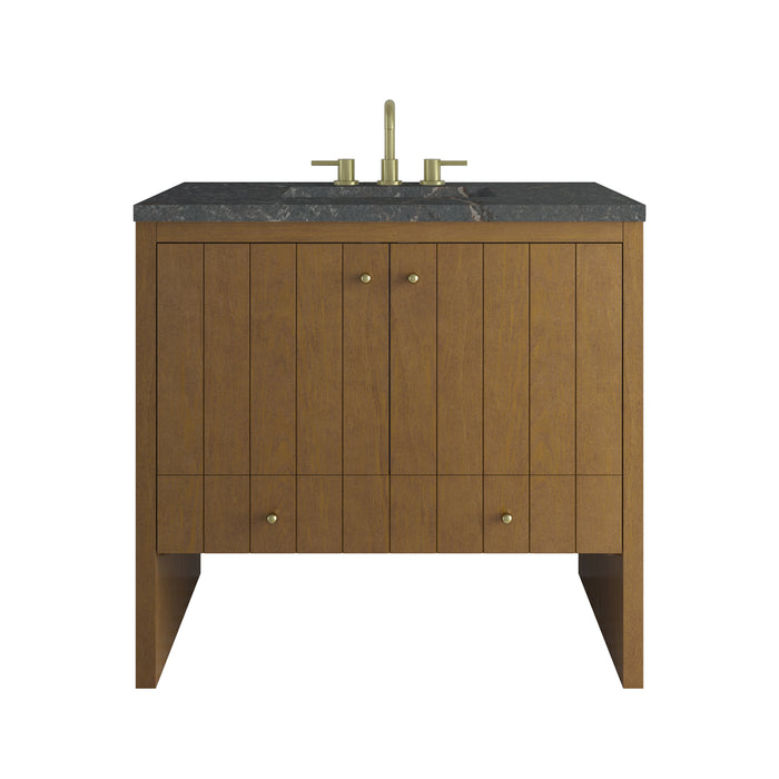Hudson 36" Single Vanity, Honey Oak w/ 3 CM Parisien Bleu Silestone Top