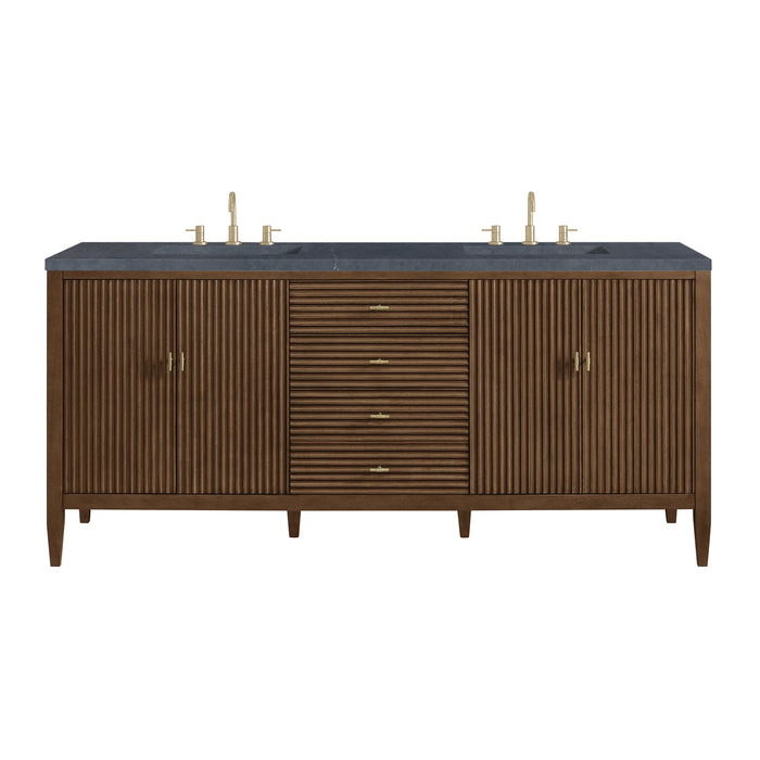 Myrrin 72" Double Vanity, Carbon Oak w/ 3 CM Victorian Silver Silestone Top