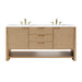 Solene 72" Double Vanity, Seaside Oak, w/ Single Hole 3 CM White Zeus Quartz Top & Backsplash