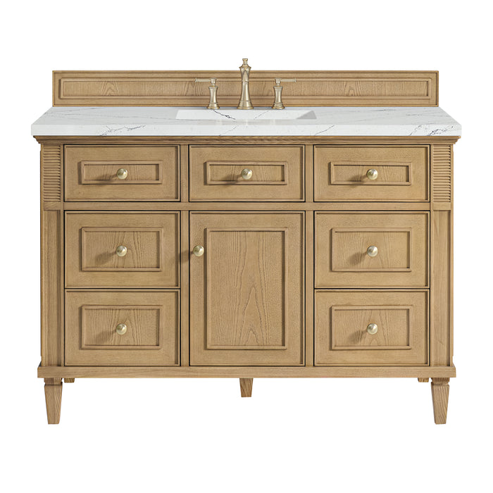 Lorelai 48" Single Vanity, Bright White w/ 3 CM Victorian Silver Silestone Top