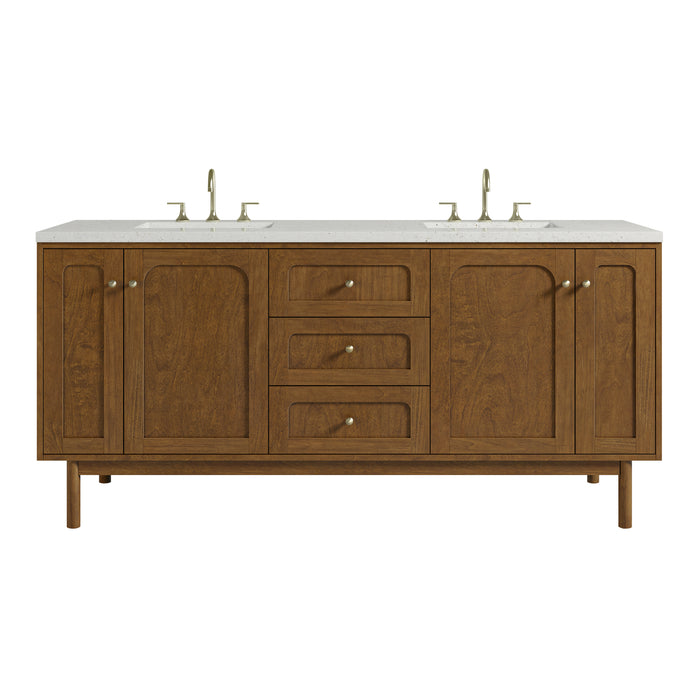 Laurent 72" Double Vanity, Honey Oak w/ 3 CM Lime Delight Silestone Top
